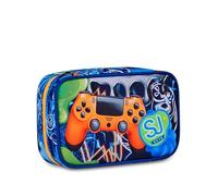 SJ GANG STYLE JAM GANG Joyful Pins Boy Speed Case School Pencil Case, Blue, Single Compartment Pen Holder with Removable Plates, Equiped, 44 Pieces, Accessories Backpack, Primary School, Child