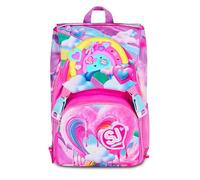 SJ GANG STYLE JAM GANG JOYFUL PINS GIRL Expandable School Backpack, Pink, 24L, Side Zips, Rainbow Insert and Removable Pins, Front Pocket, Bottle Pocket, Elementary School, Girl