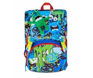 SJ GANG STYLE JAM GANG Large Expandable School Backpack, Blue, Backpack with Inner Divider, Bottle Pocket, Matching Alien Plush, 24 L, Elementary School Backpack, Child Backpack