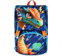 SJ GANG STYLE JAM GANG Large Expandable School Backpack, Blue, Backpack with Inner Divider, Top Pocket with Hidden Wings, Bottle Pocket, 24 L, Elementary School Backpack, Child