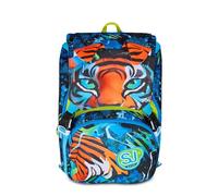 SJ GANG STYLE JAM GANG Large Expandable School Backpack, Blue, Backpack with Inner Divider, Top Pocket with Plush Ears, Bottle Pocket, 24 L, Elementary School Backpack, Child
