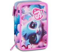 SJ GANG STYLE JAM GANG Magical Fantasy Girl 3 Zip School Pencil Case, Pink, Triple Compartment, 45 Pieces, Stationery Set Included, Practical Zip Closure, Elementary School, Girl
