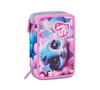 SJ GANG STYLE JAM GANG Magical Fantasy Girl 3 Zip School Pencil Case, Pink, Triple Compartment, 45 Pieces, Stationery Set Included, Practical Zip Closure, Elementary School, Girl