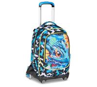 SJ GANG STYLE JAM GANG MELT DRAGON BOY 8 Wheels Jack School Trolley Light Blue, 34L, Decomposable, Use Backpack, Cross-over System, Concealed Shoulder Straps, Bottle Pocket, Elementary and Medium
