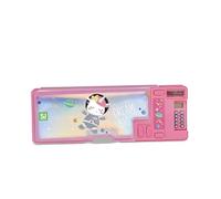 SJ Gang Style Jam Gang Pink Multifunction School Pencil Case for Girls with Various Compartments Pop Up Stationery with Calculator Included