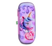 SJ GANG STYLE JAM GANG PIXIE UNICORN 3D School Pen Holder, Pink, Rigid Cases with Unicorn in Embossed Design, Interior Compartment for Stationery, Accessories Backpack, Elementary School, Girl