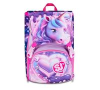 SJ GANG STYLE JAM GANG PIXIE UNICORN Expandable School Backpack, Pink, 24L, Side Zips, Hidden Wings, Sparkly Flap, Front Pocket, Side Bottle Pocket, Elementary School, Girl