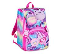 SJ GANG STYLE JAM GANG School Backpack Expandable Soft POUCH GIRL, Multicoloured, 24L, Side Zips, Soft Unicorn Application, Front Pocket, Bottle Pocket, Elementary School, Girl