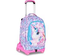 SJ GANG STYLE JAM GANG School Trolley Jack 8 Wheels GLOW LED UNICORN GIRL, Pink, 34L, Removable, Use Backpack, Cross-over System, Concealed Shoulder Straps, Bottle Pocket, Elementary and Medium, Girl