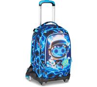 SJ GANG STYLE JAM GANG School Jack 8 Wheel Trolley SPACE LED BOY, Blue, 34L