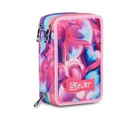 SJ GANG STYLE JAM GANG School Pencil Case 3 Zip, Sj Ever Pink Beat, Pink, Triple Compartment, Equipped Pen Holder, 45 Pieces, Accessories Backpack, Elementary School, Girl