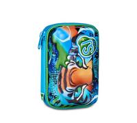 SJ GANG STYLE JAM GANG School Pencil Case Speed Pad + Air Tiger, Blue, Mono Compartment Pen Holder with Removable Planks, Complete with Pens, Pencils, Colours, Accessories Backpack, Elementary School