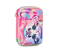 SJ GANG STYLE JAM GANG School Pencil Case Speed Pad + Cat&Air, Pink, Mono Compartment Pen Holder with Removable Planks, Complete with Pens, Pencils, Colours, Accessories Backpack, Elementary School