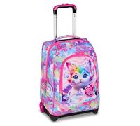 SJ GANG STYLE JAM GANG School Trolley Fixed Fuchsia, 2 in 1, Dual Use, Trolley and Backpack, Elementary School Backpack, Girl