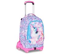 SJ GANG STYLE JAM GANG School Trolley Jack 8 Wheels GLOW LED UNICORN GIRL, Pink, 34L, Removable, Use Backpack, Cross-over System, Concealed Shoulder Straps, Bottle Pocket, Elementary and Medium, Girl