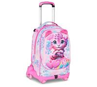 SJ GANG STYLE JAM GANG School Trolley Jack 8 Wheels HEART BUDDY GIRL, Pink, 34L, Decomposable, Use Backpack, Cross-over System, Concealed Shoulder Straps, Bottle Pocket, Elementary and Medium, Girl
