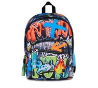 SJ GANG STYLE JAM GANG Sj Ever High Flames Double Compartment School Backpack, Black, 31 L, with Bottle Holder and Detachable Charm, Elementary, Child