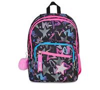 SJ GANG STYLE JAM GANG Sj Ever Star Drafts Double Compartment School Backpack, Black, 31 L, with Bottle Pocket and Detachable Charm, Elementary, Girl