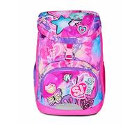SJ GANG STYLE JAM GANG Soft Plus School Backpack, Fuchsia, Rubber Inserts on Pocket and Flap with Repositionable Patches, 24 L, Elementary School Backpack, Girl Backpack, Fuchsia, Taglia unica