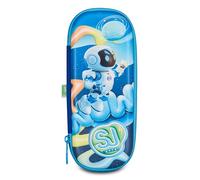 SJ GANG STYLE JAM GANG SPACERIDE 3D School Pen Holder, Light Blue, Rigid Cases with Astronaut in Embossed Design, Interior Compartment for Stationery, Accessories Backpack, Elementary School, Child