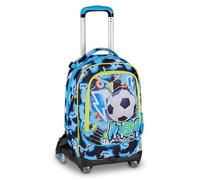 SJ GANG STYLE JAM GANG Trolley Jack 8 wheels GLOWGAME, Blue, 34L, Discomposable, Cross-over System, 3 in 1, Retractable straps, Bottle holder pocket, adjustable bar, elementary school, child