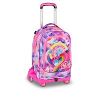 SJ GANG STYLE JAM GANG Trolley Jack 8 Wheels JOYFUL PINS GIRL, Pink, 34L, Removable, Crossover System, 3 in 1, Concealed Shoulder Straps, Pocket with Removable Pins, Elementary School, Girl