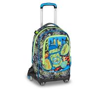 SJ GANG STYLE JAM GANG Trolley Jack 8 Wheels Soft POUCH Boy, Black, 34L, Removable, Crossover System, 3 in 1, Concealed Shoulder Straps, Front Pocket with Mini Backpack, Elementary School, Children