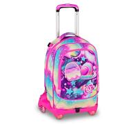 SJ GANG STYLE JAM GANG Trolley Jack 8 Wheels Soft POUCH GIRL, Multicoloured, 34L, Decomposable, Crossover System, 3 in 1, Concealed Shoulder Straps, Front Pocket with Mini Backpack, Elementary School