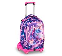 SJ GANG STYLE JAM GANG Trolley Jack Pixie UNICORN 8 Wheels, Purple, 34L, Removable, Crossover System, 3 in 1, Concealed Shoulder Straps, Bottle Pocket, Front Pocket, Elementary School, Girl