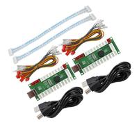 SJ@JX 2 Player Arcade Game USB Encoder Code Board LED Power Zero Delay Game Controller DIY Kit 20x LED Button Cable 2x Joystick Cable for Retro Pie PC MAME Raspberry Pi