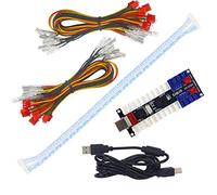 SJ@JX 2 Player LED Arcade USB Encoder Board Zero Delay Game Controller Light DIY Kit 20x Button Cable 2X Joystick Cable for Retro Pie PC MAME Raspberry Pi