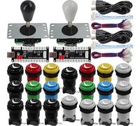 SJ@JX Arcade Game 2 Player Controller DIY Kit Microswitch Recessed Button 4&8 Way Joystick Zero Delay USB Encoder Fighting Stick Handles Console for PC MAME Raspberry Pi Retropie