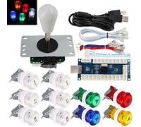 SJ@JX Arcade Game Stick DIY Kit Buttons with Logo LED 8 Way Joystick USB Encoder Cable Controller for PC MAME Raspberry Pi Color Mix