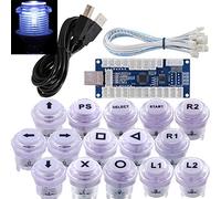 SJ@JX Arcade Game Stick DIY Kit LED Buttons Cherry MX Microswitch Lamp Controller USB Encoder Gamepad Cable for Hit Box PC PS3 MAME Raspberry Pi