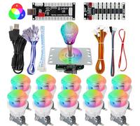 SJ@JX Arcade USB Encoder Kit with RGB LED Buttons & 4/8-Way Sanwa Style Joystick, Zero Delay Game Controller for PC, MAME, Raspberry Pi, Windows