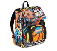 SJ Seven Mitama 4 Zip Expandable Backpack, Double BALL, Orange, Maxi Capacity, Double Compartment, Pre-shaped Backrest, Child, Elementary School, Orange, Taglia unica, Casual