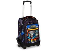 SJ Seven Mitama DR Junior Cyberplay School Trolley Black with Mega Compartment and Double Handle, Elementary and Middle School, Leisure Trolley for Children and Boys, Black, Taglia Unica, Casual