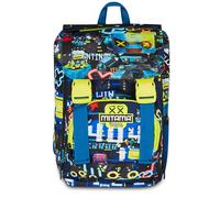 SJ Seven Mitama GAMING404 4-Zip Expandable Backpack, Black, Maxi Capacity, Double Compartment, Pre-shaped Backrest, Child, Elementary School, Black, Taglia unica, Casual