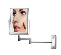 SJASD 3X Magnifying Wall Mounted Vanity Makeup Mirror, Rectangular Double-Sided Rotation Cosmetic Mirror with Extendable Arm for Bathroom Hotel Shaving,Polished Chrome Finished