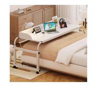 SJASD Overbed Desk Adjustable 115-210cm,Overbed Table with Wheels Standing Workstation Desk Laptop Cart,Bed Tables Adjust Height 65-95cm for Twin/Full/Queen/King Size Bed Frame,White