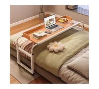 SJASD Overbed Desk Adjustable 115-210cm,Overbed Table with Wheels Standing Workstation Desk Laptop Cart,Bed Tables Adjust Height 65-95cm for Twin/Full/Queen/King Size Bed Frame,Wood Color