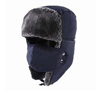 SJASD Warm Trapper Hat for Men Women Winter Russian Hats Ushanka Hunting Hat Trooper Warm Hat with Ear Flaps Bomber Hat Windproof Ski Hat,Navy Blue