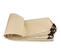 SJASD Waterproof Tarpaulin Heavy-Duty for Outdoor,UV/Tear Resistant PVC Tarpaulin Sheet with Reinforced Grommets for Garden Furniture & Ground Use,Beige,6x8m