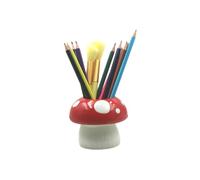 SJBAG Adorable Cartoons Ceramic Pencil Holders - Multifunctional Desktop Organizers (Red Mushroom)