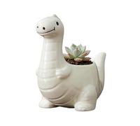 SJBAG Dinosaur Ceramic Succulent Planter - Cute Dino Plant Pots with Drainage Hole, Small Indoor Flower Pots for Succulents, Home Office Desktop Decoration (Yellow, 5.5" Tall)