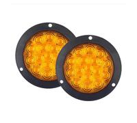 SJBEUA Rear Tail Lights 12V 24V 16 LED 4" Round Rear Tail Lights Turn Signal Brake Stop Reverse Lamp Car Truck Trailer Lorry Red Yellow White Rear Lights(Yellow 2PIECE)