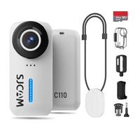 SJCAM 4K Thumb Action Camera,Tiny Size, Mount Anywhere, Megnetic Werable mini Body Camera,Portable Vlogging cam,Hands-Free POV Recording,Helmet Cam for Cycling,Motorcycle (with 64G Card, White)