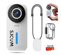 SJCAM C110 4K Mini Body Action Camera with 64GB Card, 5G Phone Only Cam | 200min Battery EIS 30M Waterproof Vlog Pocket Camera with WiFi & 8x Zoom, Wearable Audio Video POV Bodycam for Travel, White