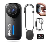 SJCAM C110+ 4K Action Camera with Gyro Stabilization 170° Ultra Wide Angle f1.8 Aperture 120 Mins Recording 30m Waterproof with Case Compact Size 6.4×3.1×3.3cm 20MP Photo Slow Motion for Vlogging Moto