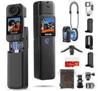 SJCAM C300 128G Card, 4K Pocket Action Camera,7H Power,170°FOV Handheld Camera,6-Axis Stabiization Camcorder,Wearable Body POV Cam,3800mAh Vlogging Camera With Magnetic Lanyard &Tripod, Black